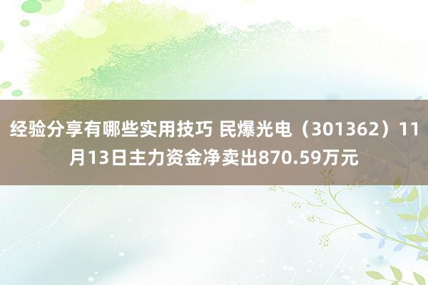 经验分享有哪些实用技巧 民爆光电（301362）11月13日主力资金净卖出870.59万元