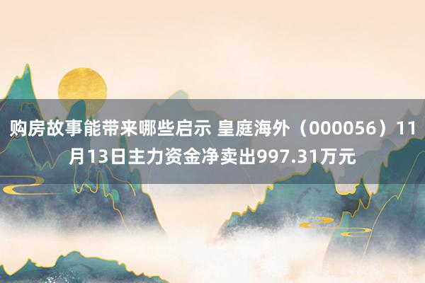 购房故事能带来哪些启示 皇庭海外（000056）11月13日主力资金净卖出997.31万元