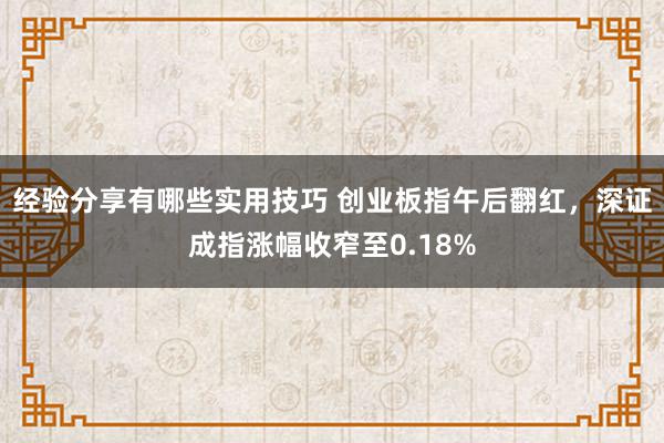 经验分享有哪些实用技巧 创业板指午后翻红，深证成指涨幅收窄至0.18%