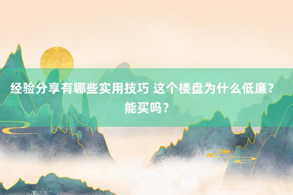 经验分享有哪些实用技巧 这个楼盘为什么低廉？ 能买吗？