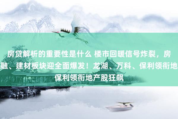 房贷解析的重要性是什么 楼市回暖信号炸裂，房地产、金融、建材板块迎全面爆发！龙湖、万科、保利领衔地产股狂飙