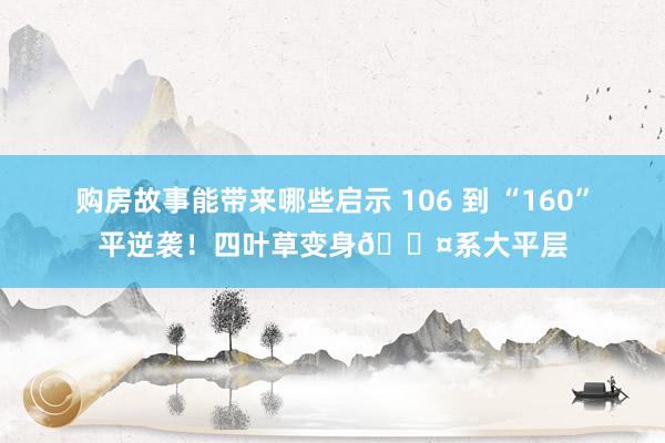 购房故事能带来哪些启示 106 到 “160”平逆袭！四叶草变身🟤系大平层