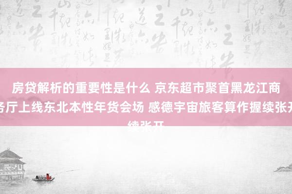 房贷解析的重要性是什么 京东超市聚首黑龙江商务厅上线东北本性年货会场 感德宇宙旅客算作握续张开