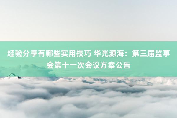 经验分享有哪些实用技巧 华光源海：第三届监事会第十一次会议方案公告