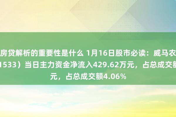 房贷解析的重要性是什么 1月16日股市必读：威马农机（301533）当日主力资金净流入429.62万元，占总成交额4.06%