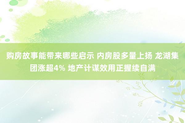 购房故事能带来哪些启示 内房股多量上扬 龙湖集团涨超4% 地产计谋效用正握续自满