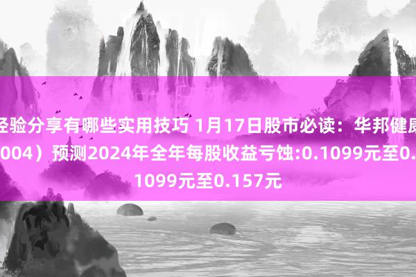 经验分享有哪些实用技巧 1月17日股市必读：华邦健康（002004）预测2024年全年每股收益亏蚀:0.1099元至0.157元