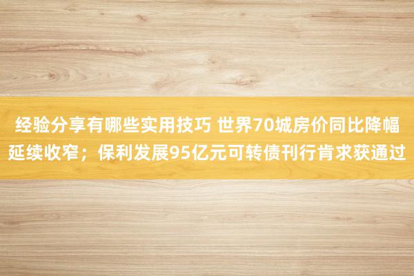 经验分享有哪些实用技巧 世界70城房价同比降幅延续收窄；保利发展95亿元可转债刊行肯求获通过