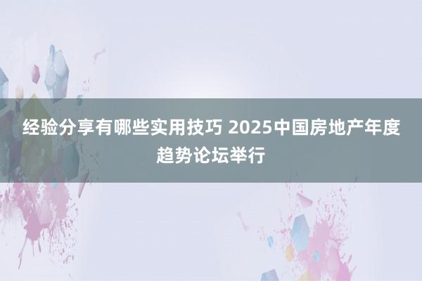 经验分享有哪些实用技巧 2025中国房地产年度趋势论坛举行