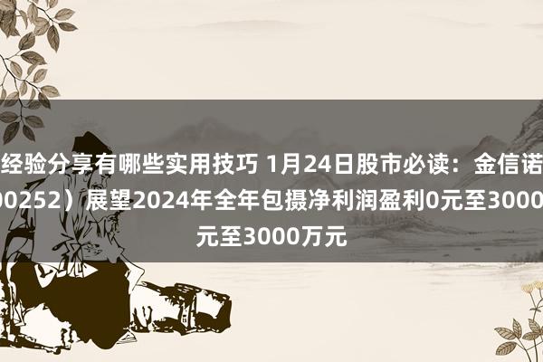 经验分享有哪些实用技巧 1月24日股市必读：金信诺（300252）展望2024年全年包摄净利润盈利0元至3000万元