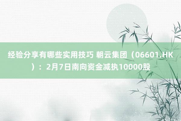 经验分享有哪些实用技巧 朝云集团（06601.HK）：2月7日南向资金减执10000股