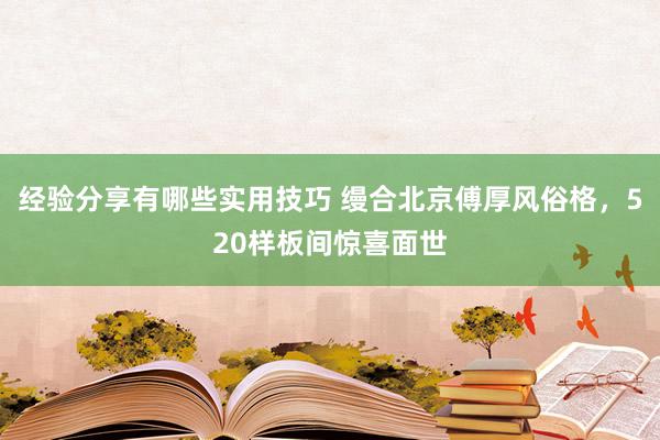 经验分享有哪些实用技巧 缦合北京傅厚风俗格，520样板间惊喜面世