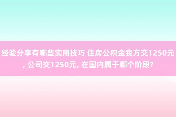 经验分享有哪些实用技巧 住房公积金我方交1250元, 公司交1250元, 在国内属于哪个阶段?