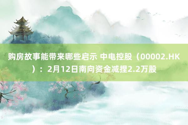 购房故事能带来哪些启示 中电控股（00002.HK）：2月12日南向资金减捏2.2万股