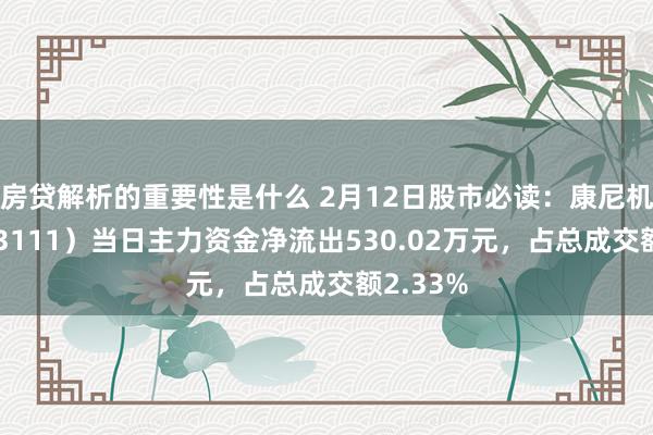 房贷解析的重要性是什么 2月12日股市必读：康尼机电（603111）当日主力资金净流出530.02万元，占总成交额2.33%