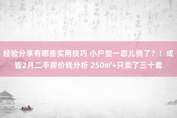 经验分享有哪些实用技巧 小户型一忽儿俏了？！成皆2月二手房价钱分析 250㎡+只卖了三十套